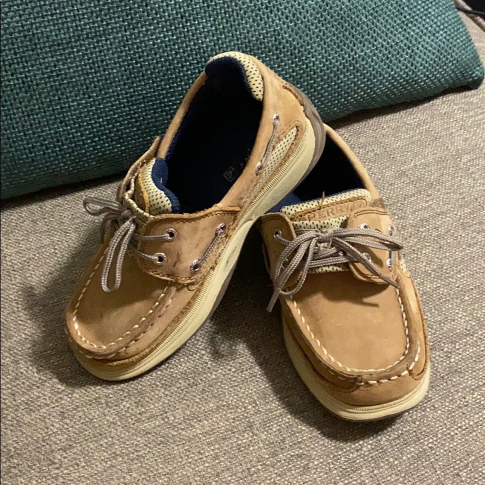 Sperry lanyard a/c boys size 12 leather upper boat